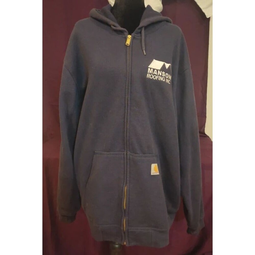 Carhartt Workwear Zip Up Hoodie Navy Blue large